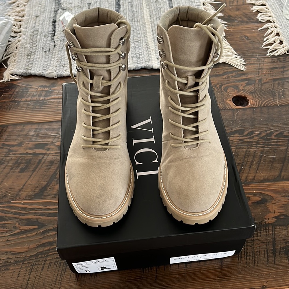 Vici Giselle Faux Suede Lace Up Boots - Women’s size 8